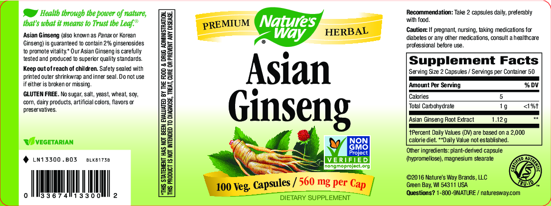 Nature's Way Asian Ginseng Root 100 vegcaps