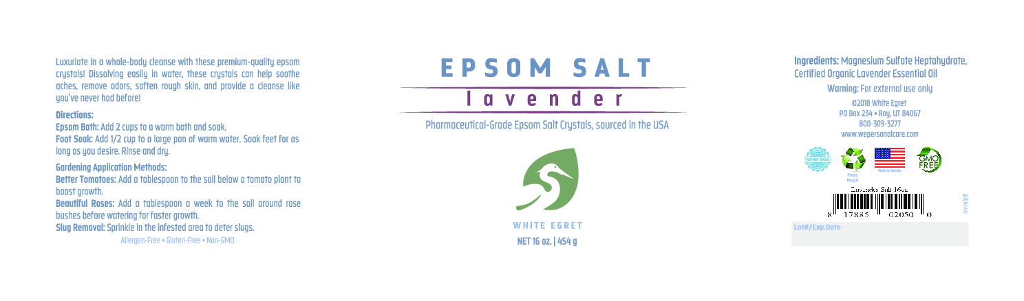 White Egret Epsom Salt Lavender Pharm 16 oz