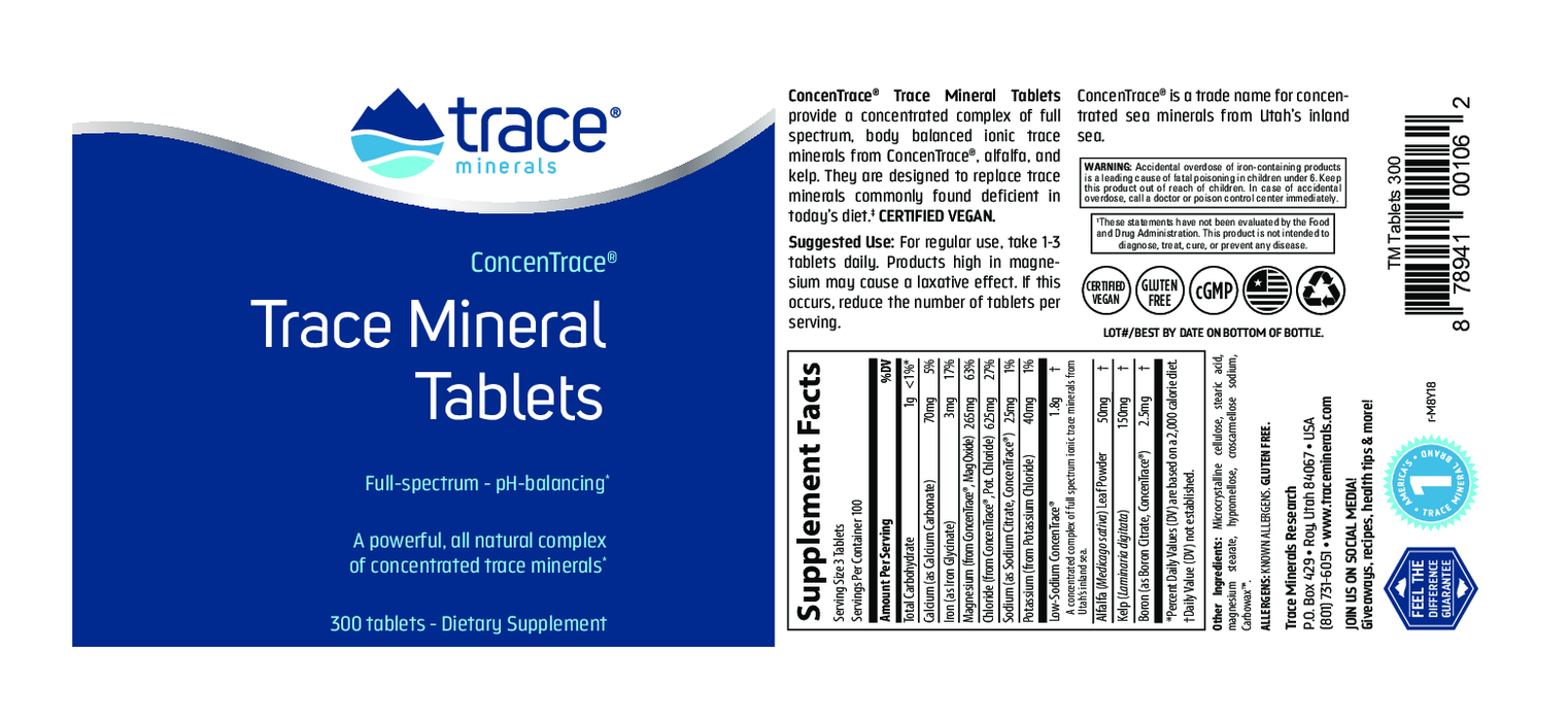 Trace Minerals Research Trace Mineral Tablets 300 tabs