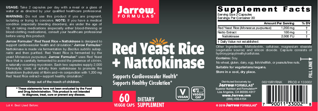 Jarrow Formulas Red Yeast Rice + Nattokinase 60 caps