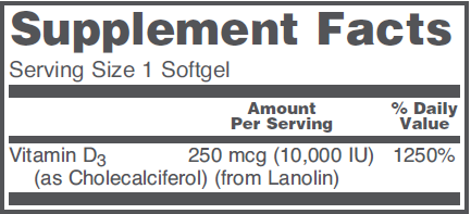 Protocol For Life Balance Vitamin D-3 10,000 IU 120 gels