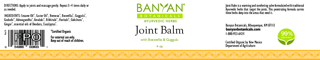 Banyan Botanicals Joint Balm  (Organic) 4 oz