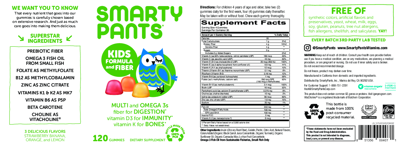 SmartyPants Vitamins Kids Formula and Fiber 120 gummies
