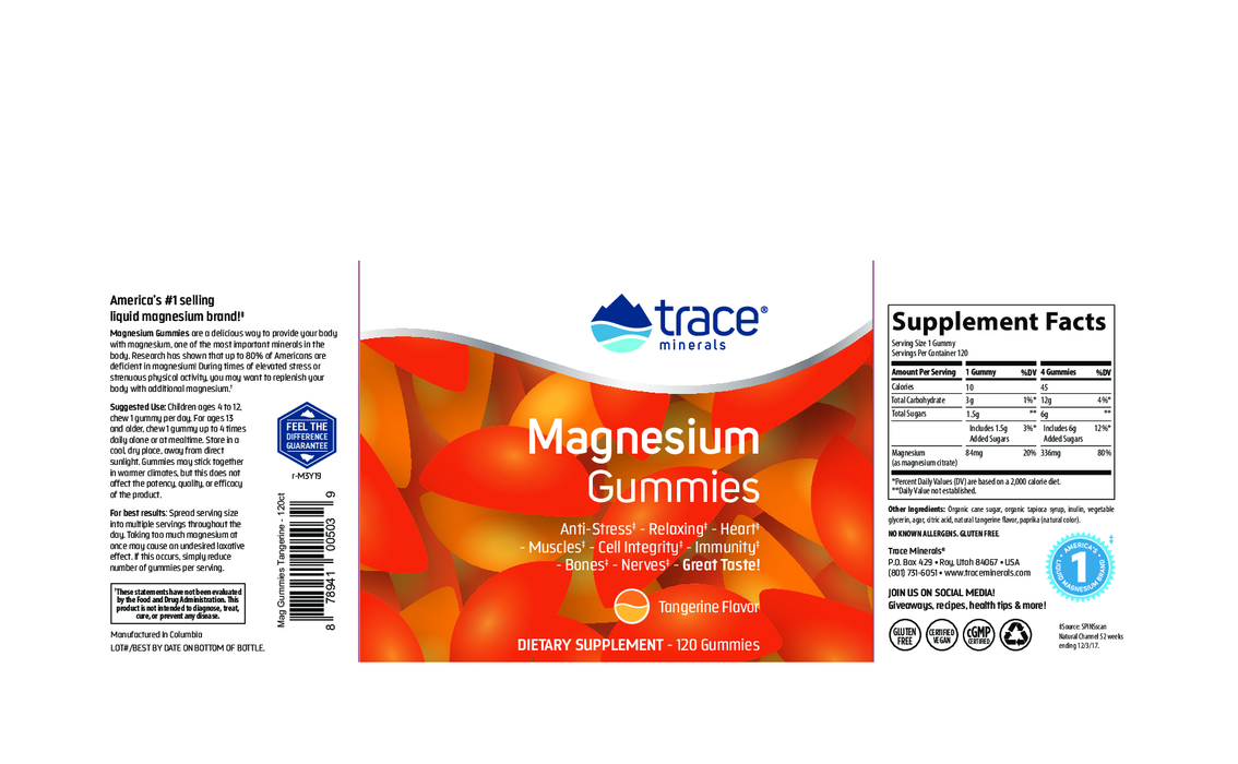 Trace Minerals Research Magnesium Gummies Tangerine 120 gumm
