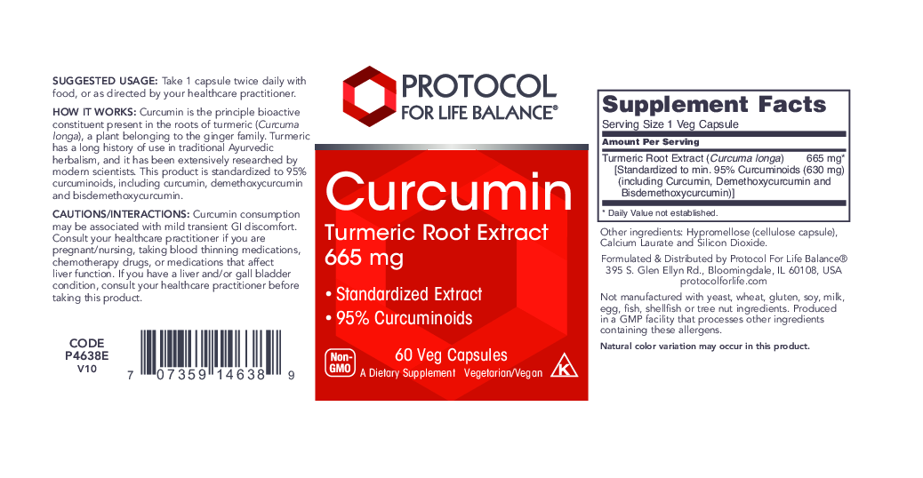 Protocol For Life Balance Curcumin 665 mg 60 vegcaps