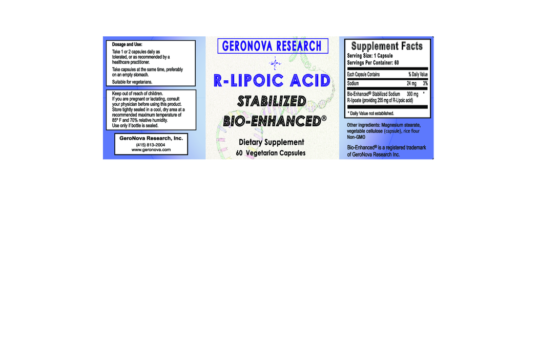 Geronova Research R-Lipoic Acid 300 mg 60 vegcaps