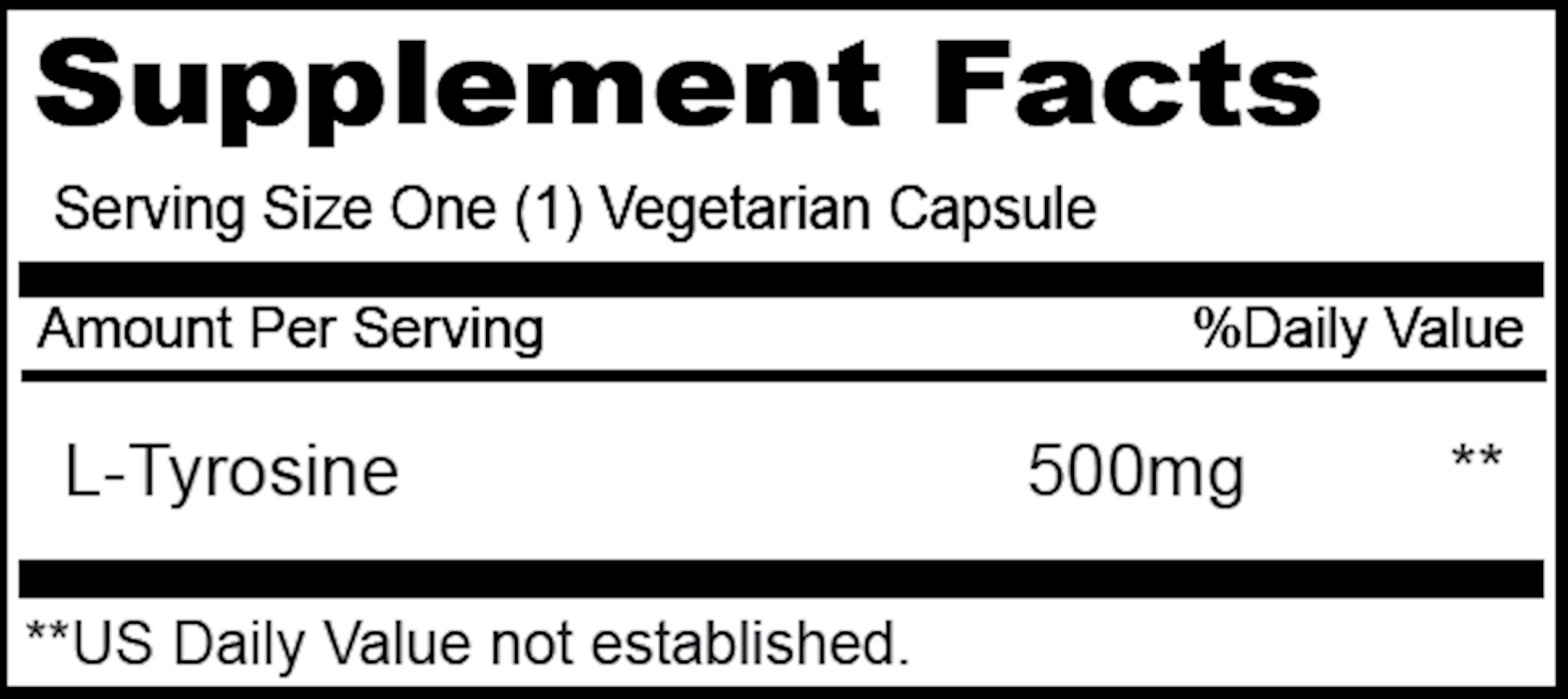 Priority One Vitamins L-Tyrosine 500 mg 60 vcaps
