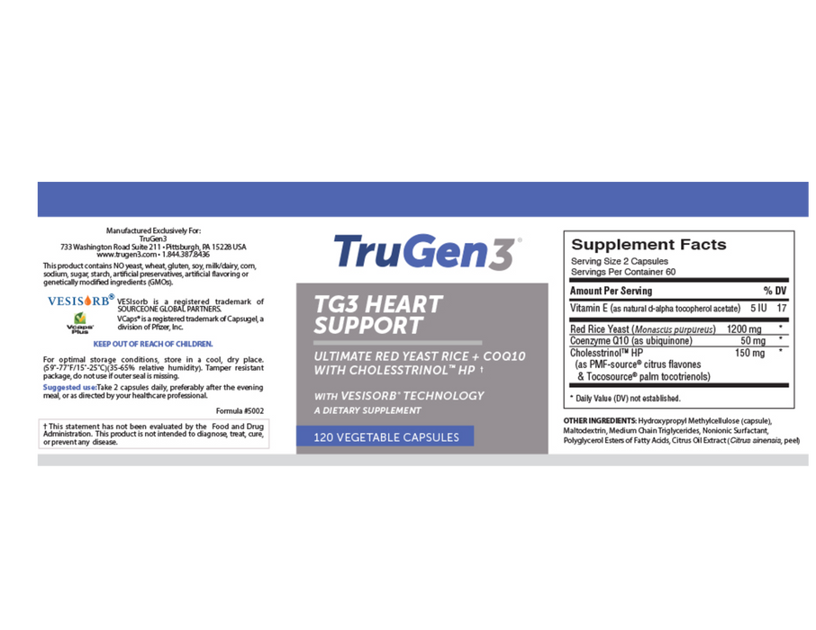 TruGen3 TG3 Heart Support 120 vegcaps
