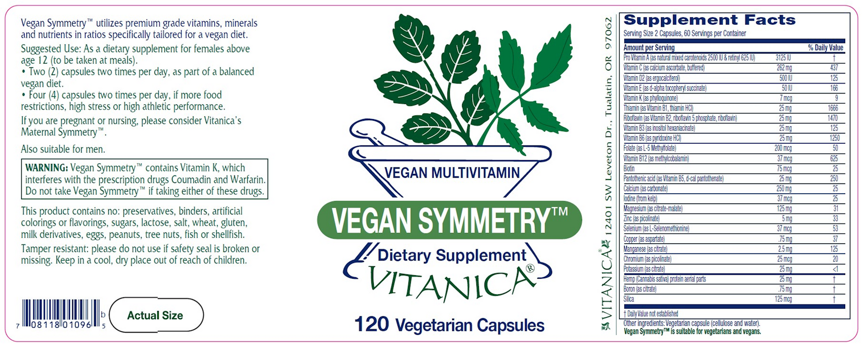 Vitanica Vegan Symmetry 120 vegcaps