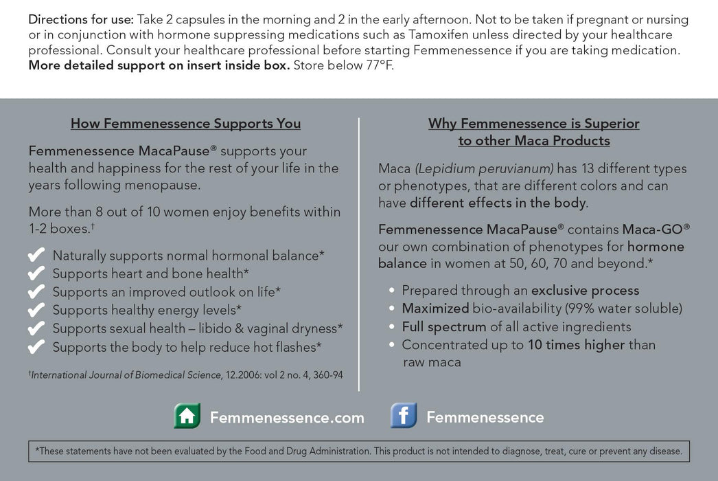 Femmenessence MacaPause 2-Pack 240 Vegan Capsules 60-Day Supply