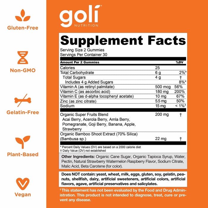 SUPERFRUITS Vitamin Gummy by Goli Nutrition - 180 ct - with Collagen-Enhancing Ingredients. Radiate. Rejuvenate. Refresh (Mixed Fruit, Vegan, Plant-Based, Non-GMO, Gluten-Free & Gelatin Free)