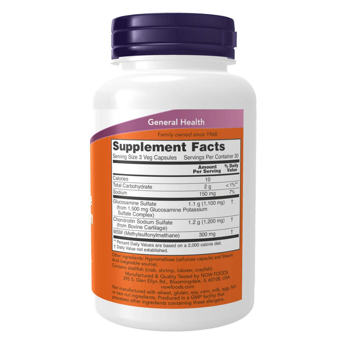 NOW Glucosamine & Chondroitin with MSM, 90 Capsules