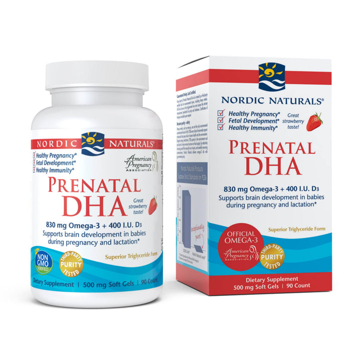 Nordic Naturals Prenatal DHA 90 Capsules, Strawberry, 830mg