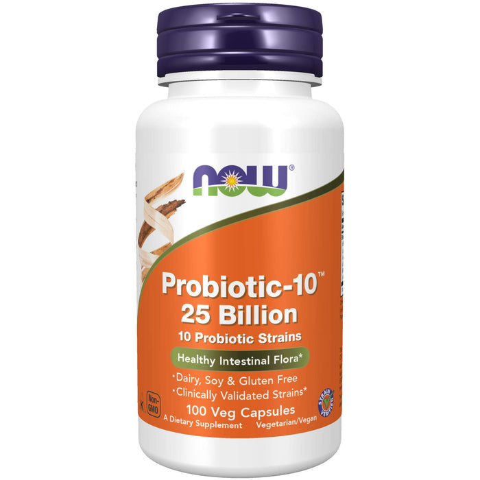 NOW Supplements, Пробиотик-10, 25 миллиардов 100 растительных капсул