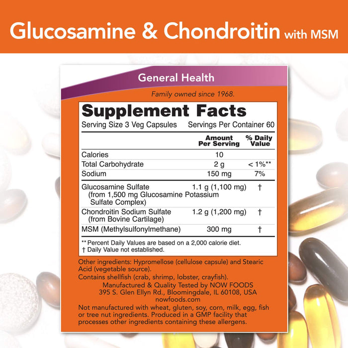 NOW Glucosamine & Chondroitin with MSM 180 Capsules