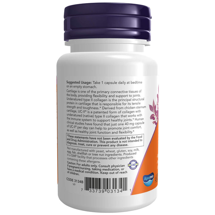 NOW Supplements, UC-II Type II Collagen with Undenatured Type II Collagen, 60 Veg Capsules