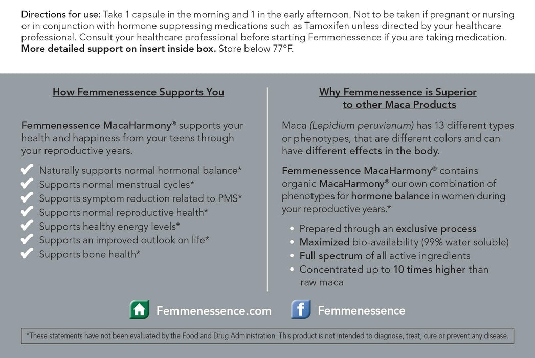 Femmenessence MacaHarmony  2-Pack 240 Vegan Capsules 120-day supply