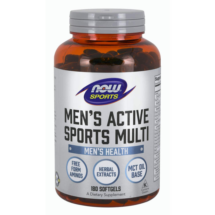 NOW Sports Nutrition, Мультивитамины для экстремальных видов спорта для мужчин с аминокислотами в свободной форме, ZMA®, трибулусом, маслом МСТ и растительными экстрактами, 180 мягких желатиновых капсул