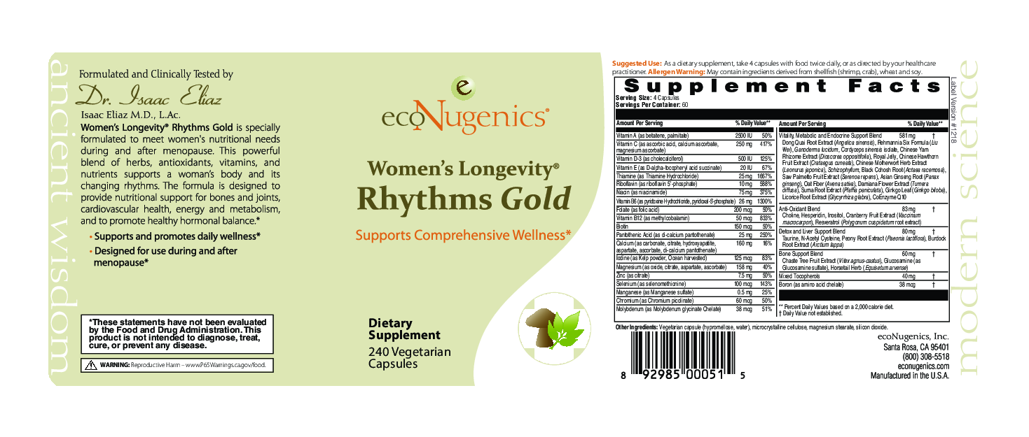 EcoNugenics Women's Longevity Rhythms Gold 240vcaps