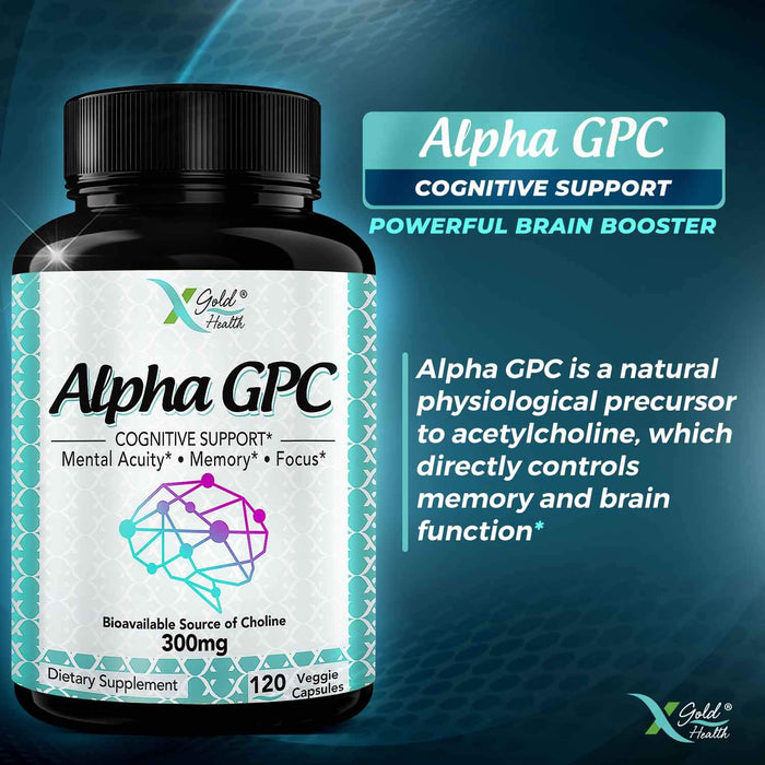 Alpha GPC Choline Supplement 600mg 120 Veggie Capsules