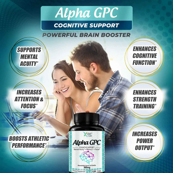 Alpha GPC Choline Supplement 600mg 120 Veggie Capsules