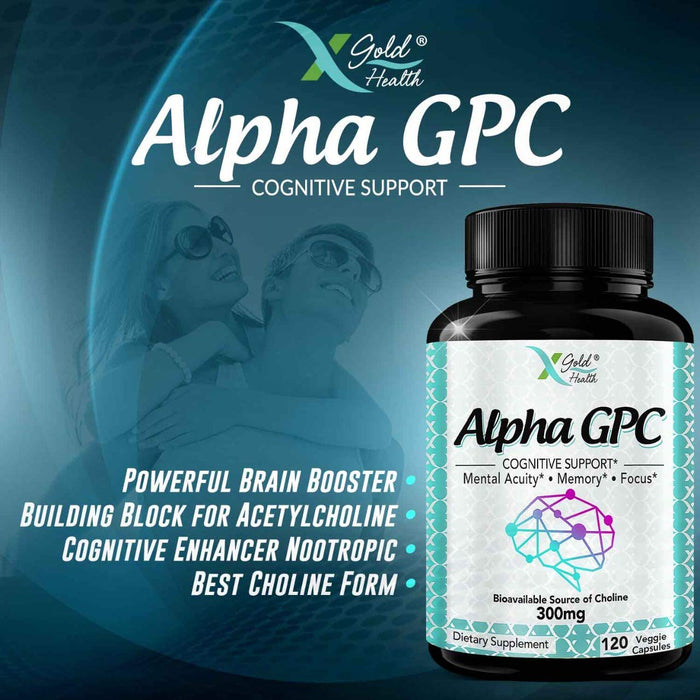 Alpha GPC Choline Supplement 600mg 120 Veggie Capsules