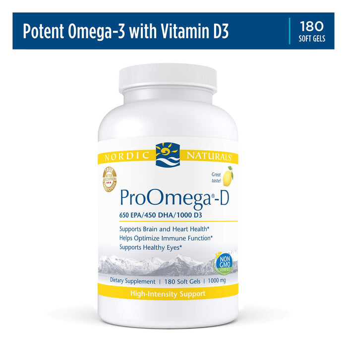 Nordic Naturals ProOmega-D, Lemon Flavor 180 Softgels