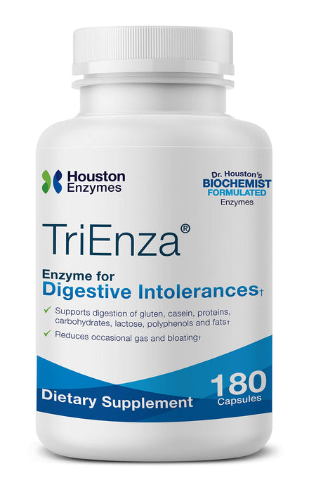 Houston Enzymes TriEnza – 180 Capsules Broad-Spectrum Enzymes for Digestive Intolerances