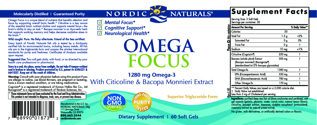 Nordic Naturals Omega Focus (NEW NAME FOCUS SUPPORT) 60 softgels