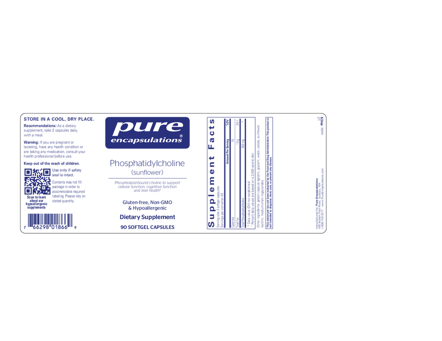 Pure Encapsulations Phosphatidylcholine 90 softgels