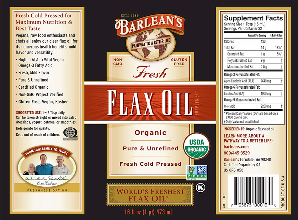Barlean's Organic Oils Fresh Flax Oil Organic