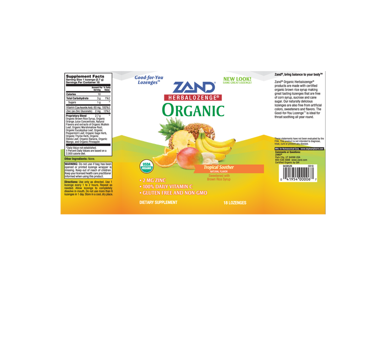 Zand Herbal Organic HerbaLozenge Tropical 18 loz