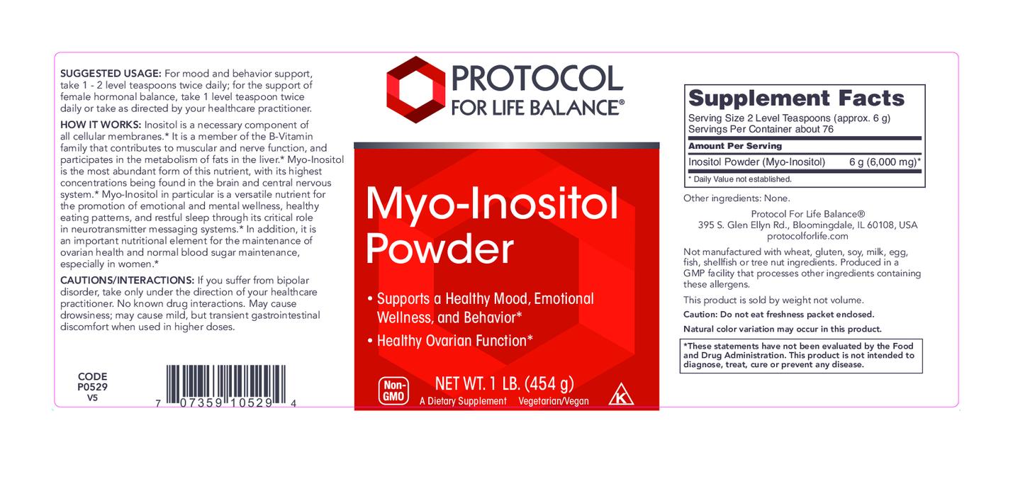 Protocol For Life Balance Myo-Inositol 1lb