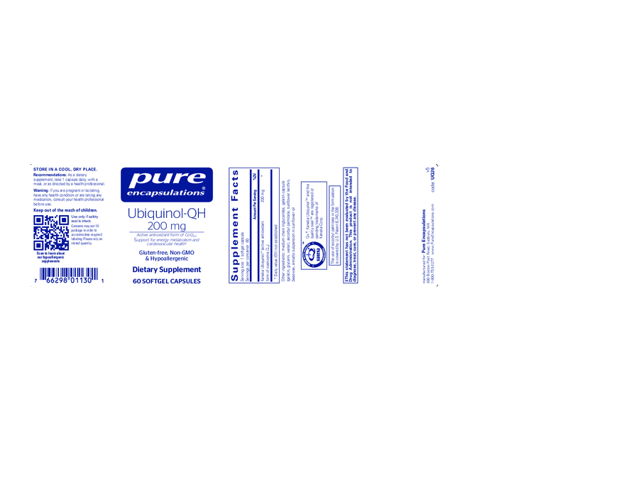 Pure Encapsulations Ubiquinol-QH 200 mg 60 gels
