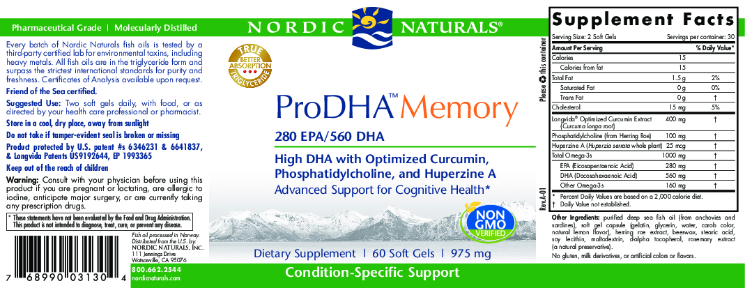 Nordic Naturals ProDHA Memory 60 softgels