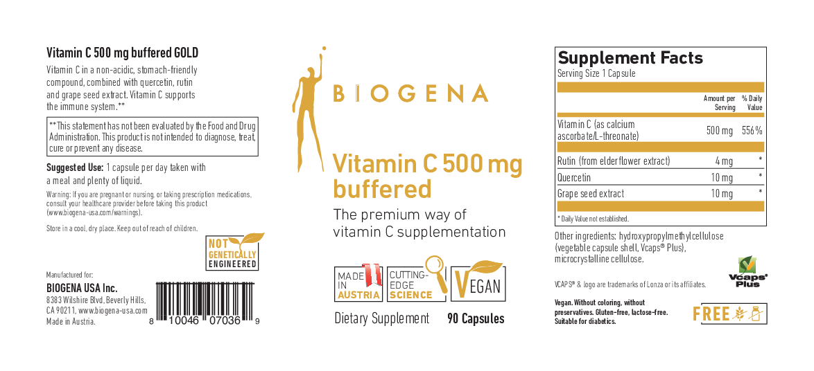 Biogena Vitamin C 500 mg buffered  90 vegcaps