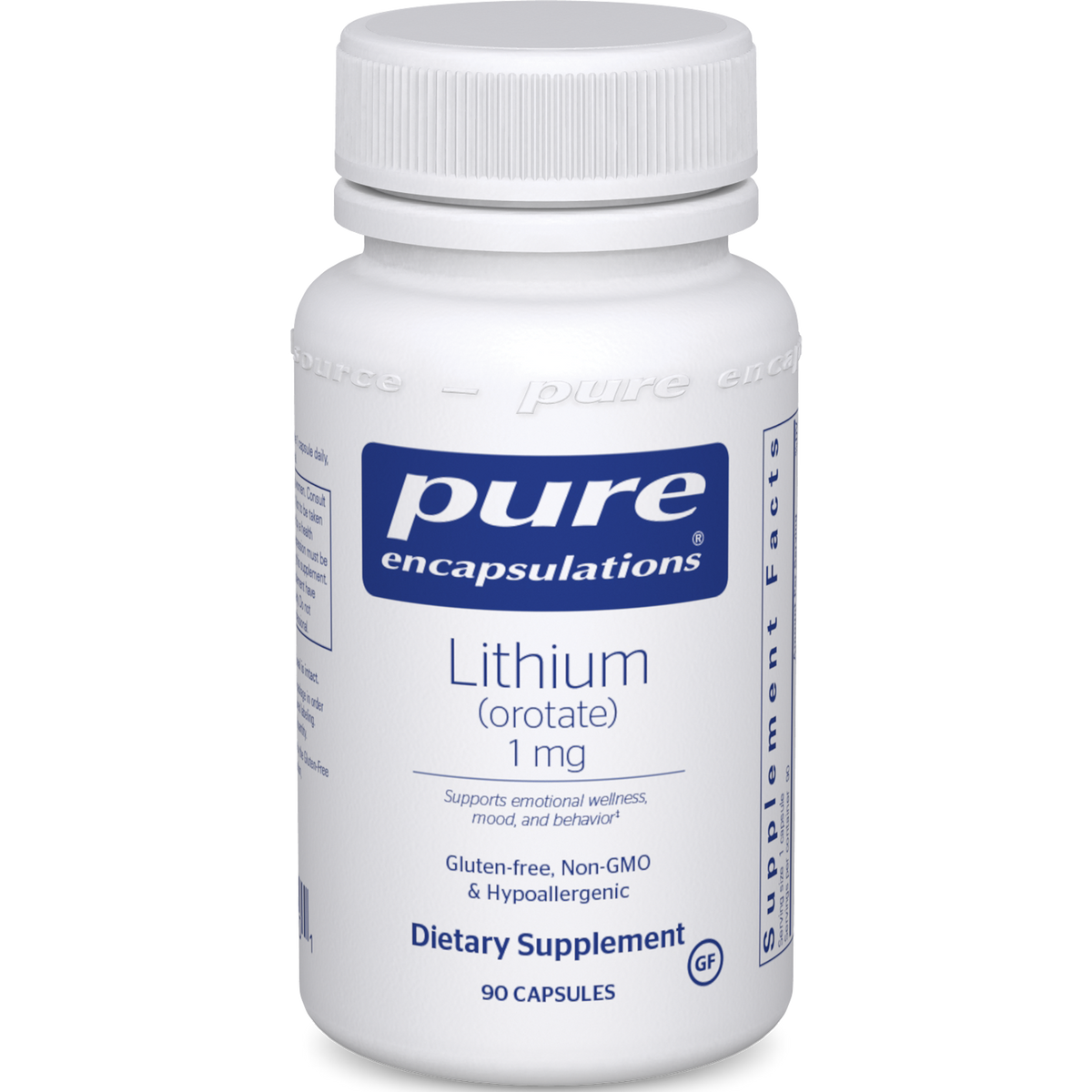 Pure Encapsulations Lithium (orotate) 1 mg 90 caps — Hebron Nutrition