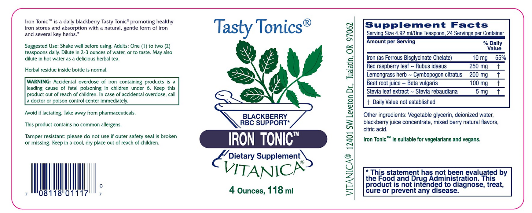 Vitanica Iron Tonic 4 fl oz