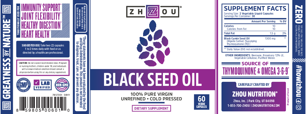 ZHOU Nutrition Black Seed Oil 1300mg 60 vegcaps
