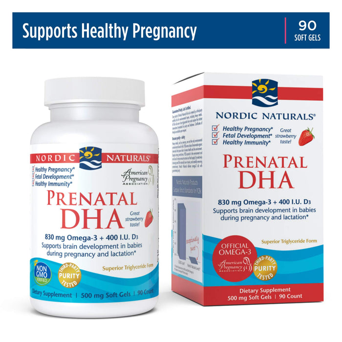 Nordic Naturals Prenatal DHA 90 Capsules, Strawberry, 830mg