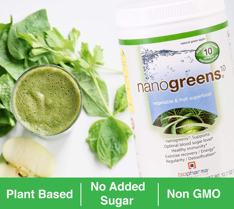 Biopharma Scientific NanoGreens  Natural Green Apple Flavor 30 Servings 12.7 oz
