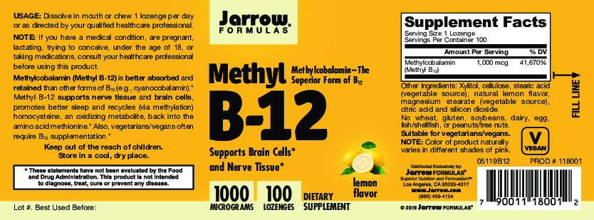 Jarrow Formulas Methyl B-12 1000 mcg 100 lozenges