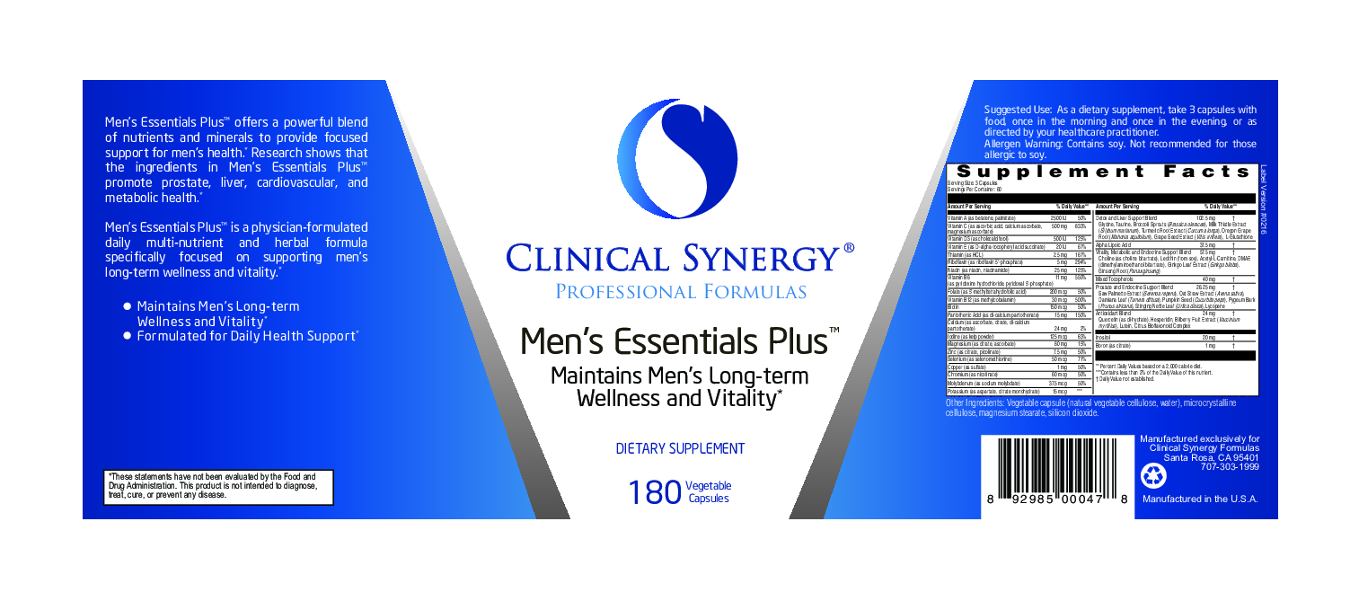 Clinical Synergy Men's Essentials Plus 180 vegcaps