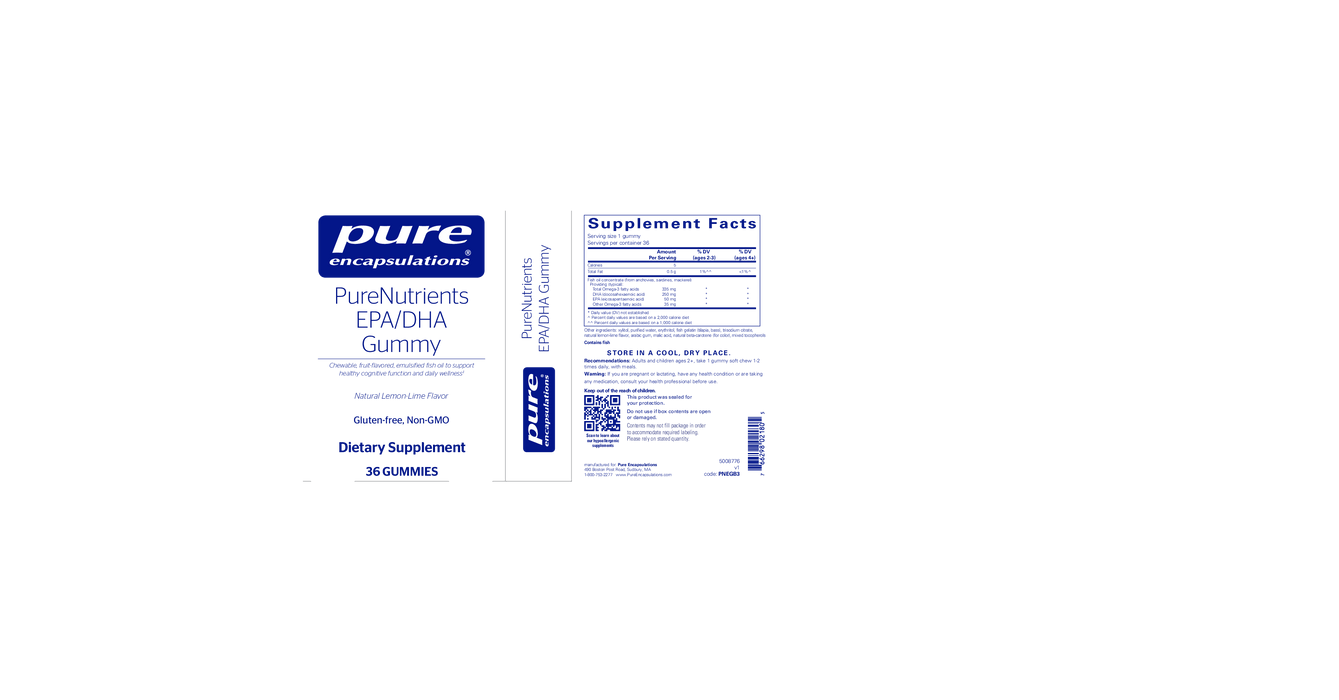 Pure Encapsulations PureNutrients EPA/DHA 36 Gummies