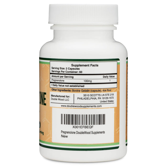 Double Wood Supplements Pregnenolone 100mg per Serving 120 Capsules (50mg per Capsule)