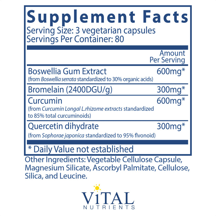 Vital Nutrients BCQ Bromelain, Curcumin & Quercetin 240 Capsules