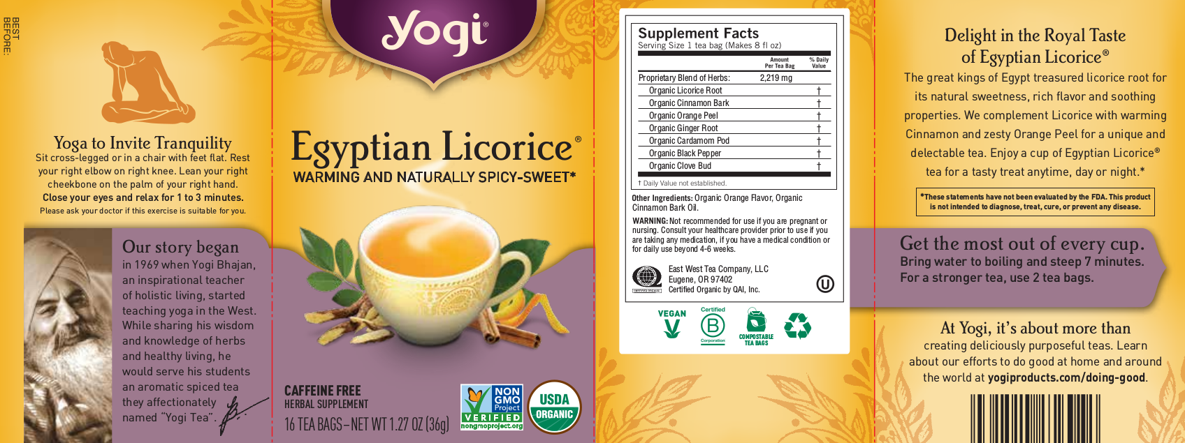 Yogi Teas Egyptian Licorice Organic 16 bags