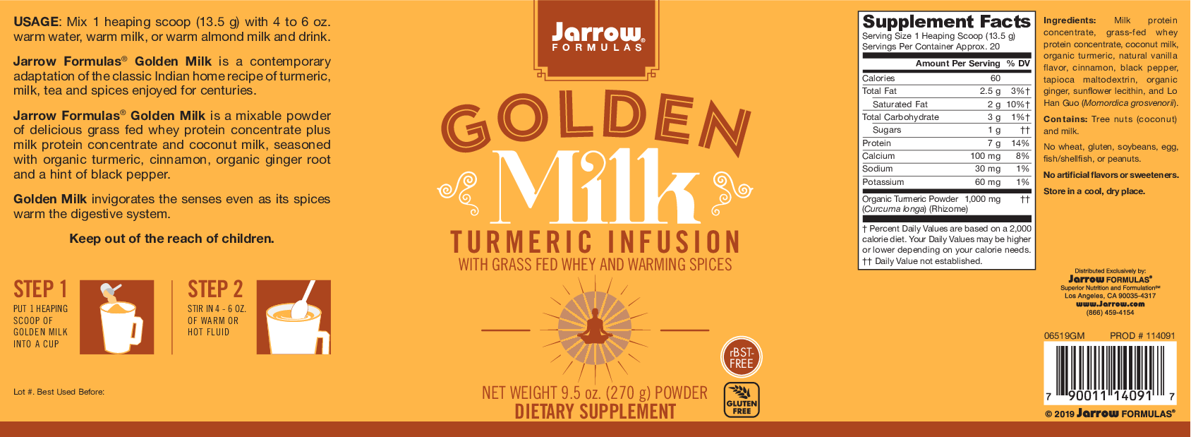 Jarrow Formulas Golden Milk 9.5 oz
