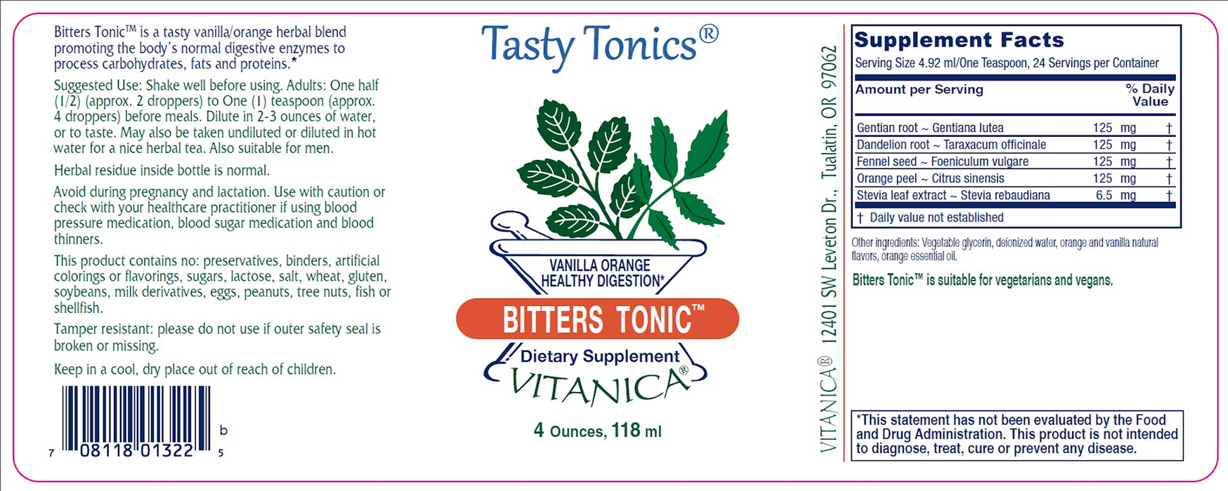 Тоник Vitanica Bitters, 4 жидких унции