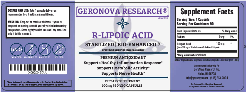 Geronova Research R-Lipoic Acid 90 vegcaps